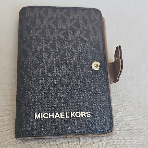 Michael Kors Other - Michael Kors Black MK Signature Snap Wallet with Gold Logo
